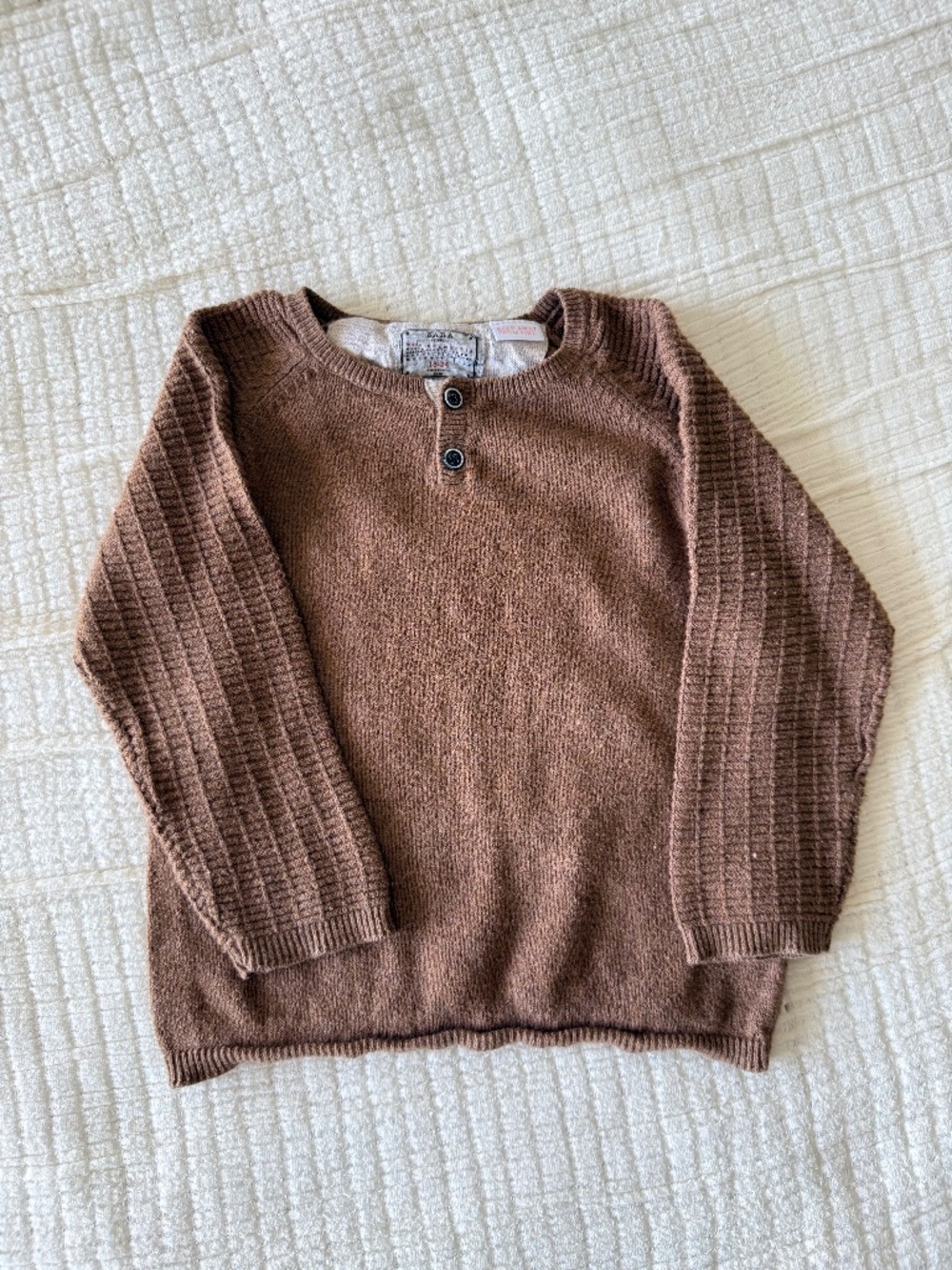 Zara Brown Knit Henley Sweater Baby 18-24M